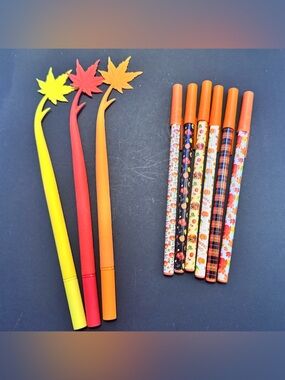 Autumn Leaf Decorative Gel Pens - Assorted Yellow, Red, Orange